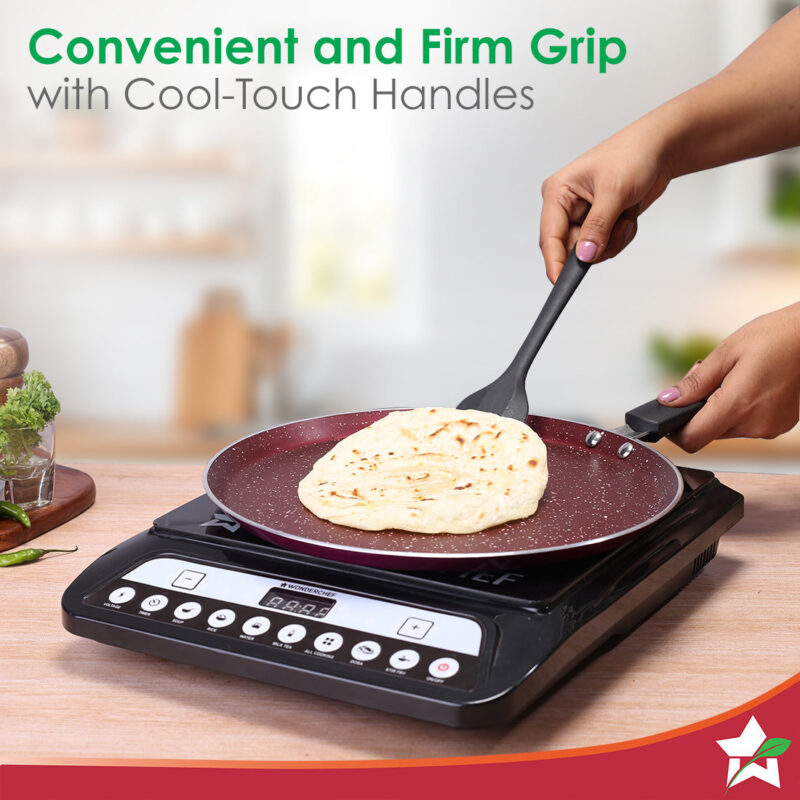 Bandhan Non-stick Cookware 3 Pcs.Set | Dosa Tawa,Kadhai and Lid | 100% PFOA free Coating | Pure Grade Virgin Aluminium | Compatible with Multiple Cooktops | Red and Purple | 2 Year Warranty - Image 3