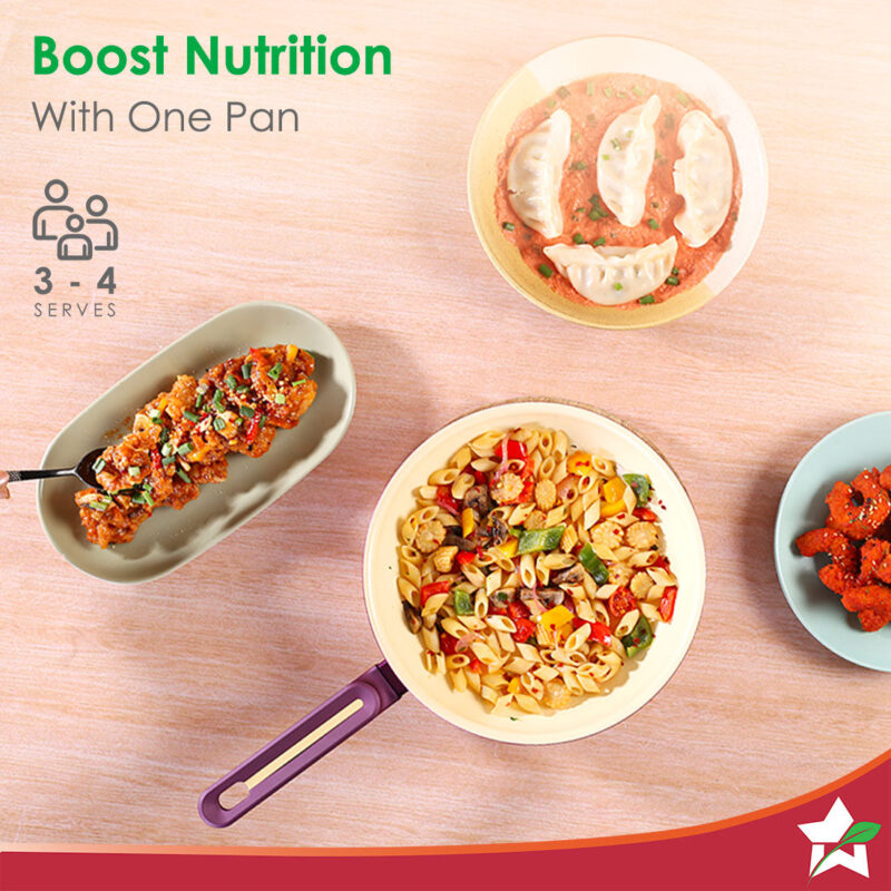 Bellagio Fry Pan | 20 cm | 1.1 L | Non-Stick Ceramic Coating | Non-Toxic | Pure Aluminium | PFAS and PFOA Free | 3mm Thickness | Two-Tone Soft-Touch Handle | Firm Grip | 2 Years Warranty - Image 6