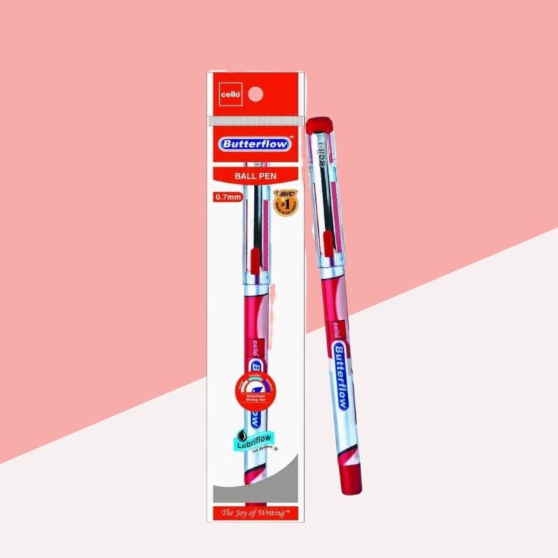 Cello Butterflow Simply Ballpoint Pen – Red ( Pack of 1 )