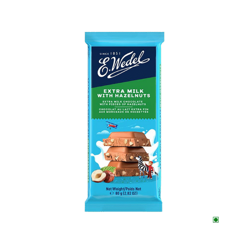5x Wedel Extra Milk Chocolate With Hazelnuts Bar 80g each - Pack of 5