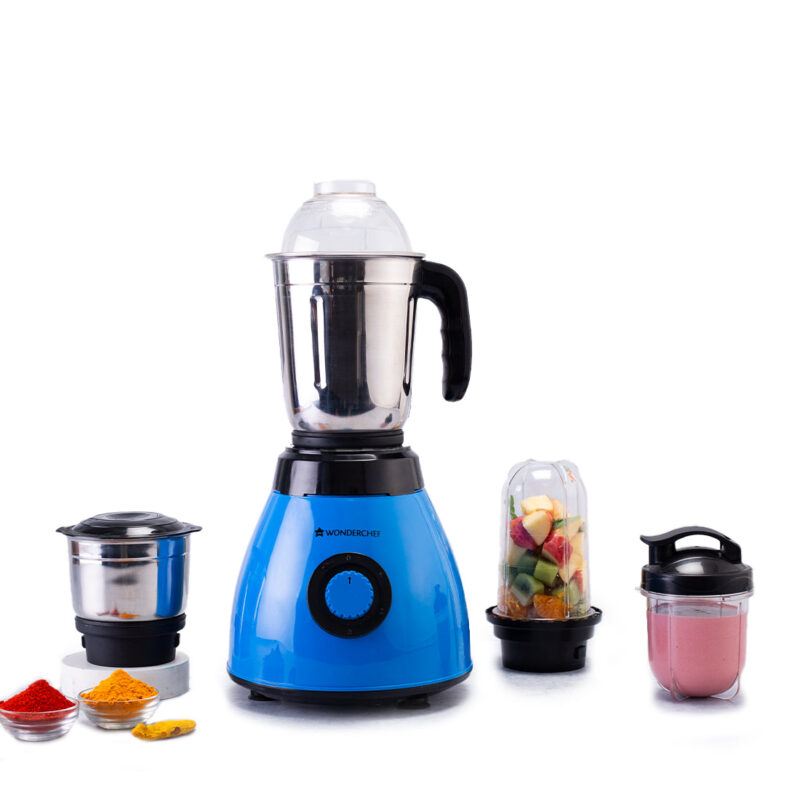 Acura Blender Pro Mixer Grinder 500W, 230V~50Hz, 4 Jars( 2 Stainless Steel + 2 Polycarbonate Jars), Black & Blue, 5 Years Warranty - Image 5