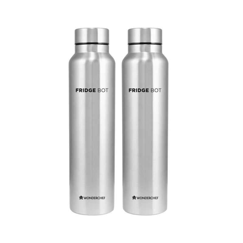 Wonderchef Renewed Stainless Steel Fridge-Bot 1000 ml Each | Pack of 2 | Single wall | Non-insulated | 304 Stainless Steel | Non Toxic | BPA free | Rust Free | Spill and Leak proof | Light weight | 1 Year Warranty - Image 2