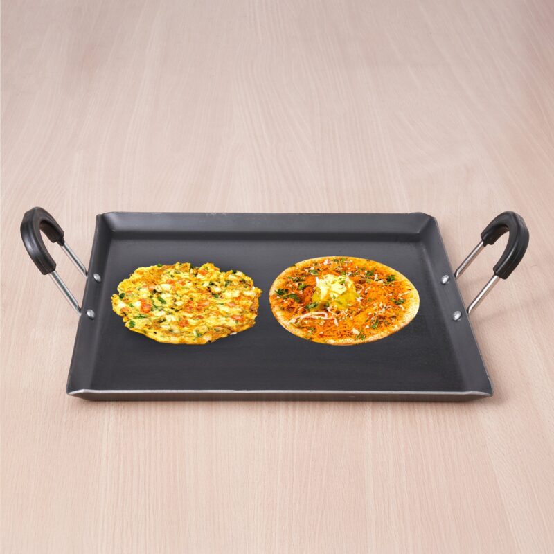 100% Pure Sheet Iron Tawa, Square, Cool Bakelite Handle, Seasoned, Toxin-free, Induction, 29.5cm, 1.88kg - Image 14