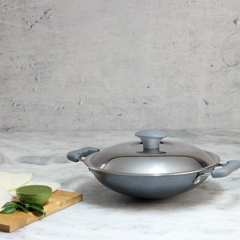 Appachetty Breakfast Pan with Lid | Nonstick Cookware | Appachatty | Chetty Pan | Appam Patra | Round Bottom Kadai | 3mm Thick | Black 22 cm | 1 Year Warranty - Image 11