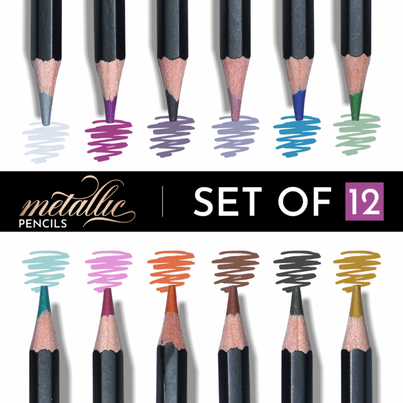 BRUSTRO Artist Metallic Colour Pencil Set of 12 - Image 3