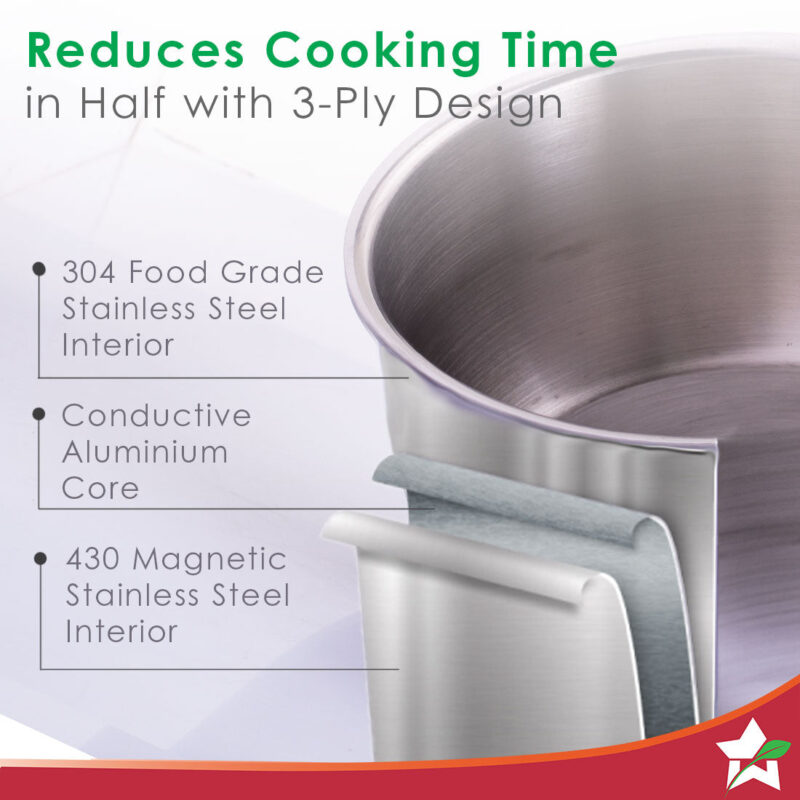 Nigella Tri-ply Stainless Steel 16 cm Cooking Pot | 2.6mm Thickness | Silver