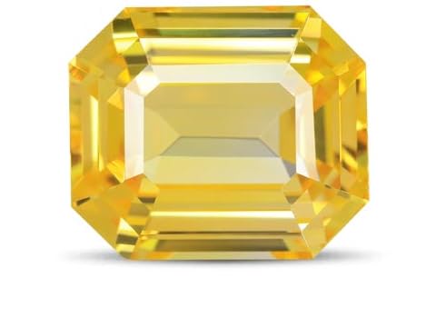 JAGDAMBA GEMS 17.25 Ratti 16.70 Carat Natural Yellow Sapphire Stone with Lab Certified Card Natural Yellow Sapphire Stone Original Ceylon Quality Pukhraj Gemstone for Men's and Women's