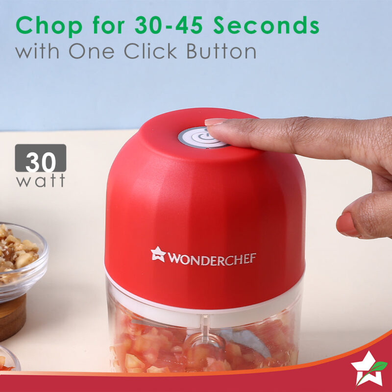 Zippy Rechargeable Wireless Electric Cordless Chopper, Stainless Steel Blades, One Touch Operation, 10 Seconds Chopping, Mincing Vegetable, Meat - 250 ML, 30 Watts, 1 Year Warranty - Image 2