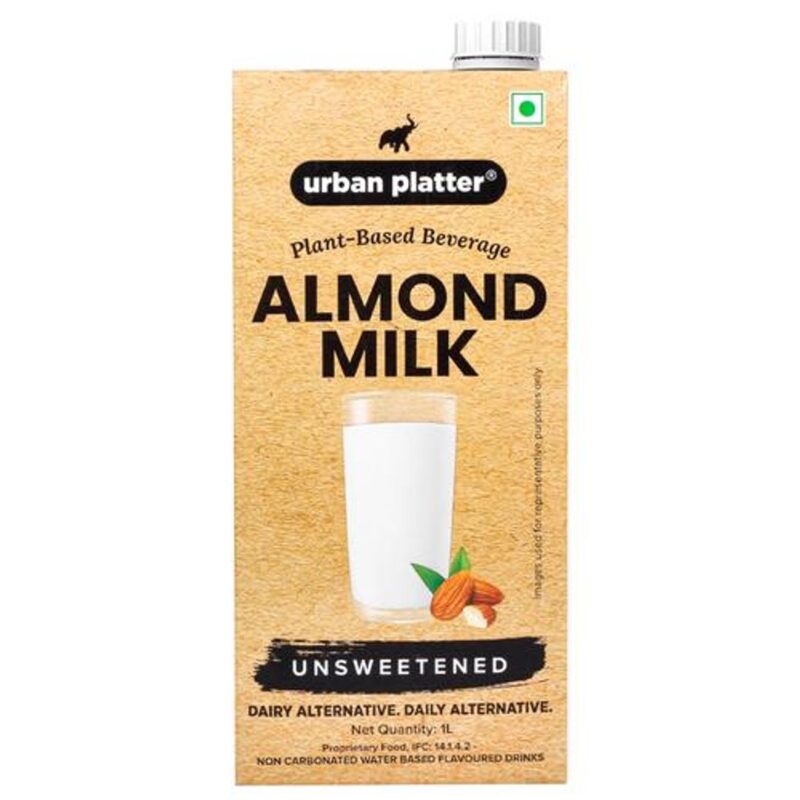 Urban Platter Almond Milk - Unsweetened, Lactose-Free, Plant-Based Milk Alternative, 1 L
