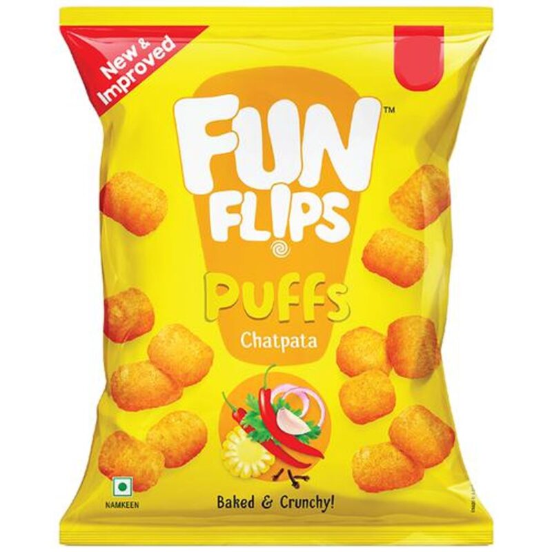 50x Fun Flips Puffs - Chatpata, Baked, 18 g each (Pack of 50)
