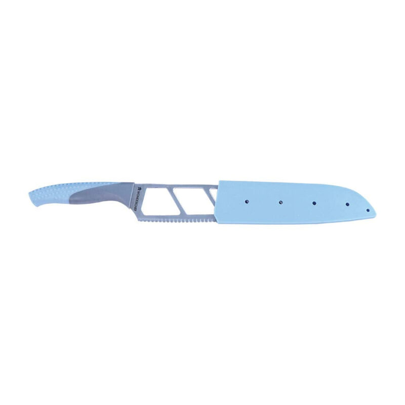 Easy Slice Stainless Steel Knife 20.3 CM, Razor Sharp Double-Edged Blade, Hollow Blade Design, Full-Tang Construction, Plastic Guard for Protection, 5 Years Warranty, Blue - Image 2