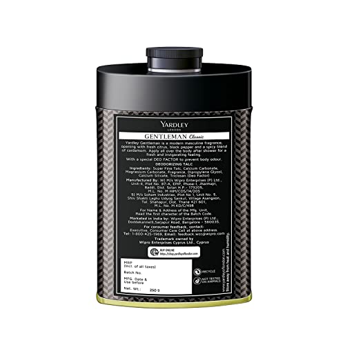 4x Yardley London Gentleman Classic Deodorizing Talc| Fresh Woody Scent| Masculine Fragrance| Deodorizing Body Talc for Men| 250g - Pack of 4 - Image 11