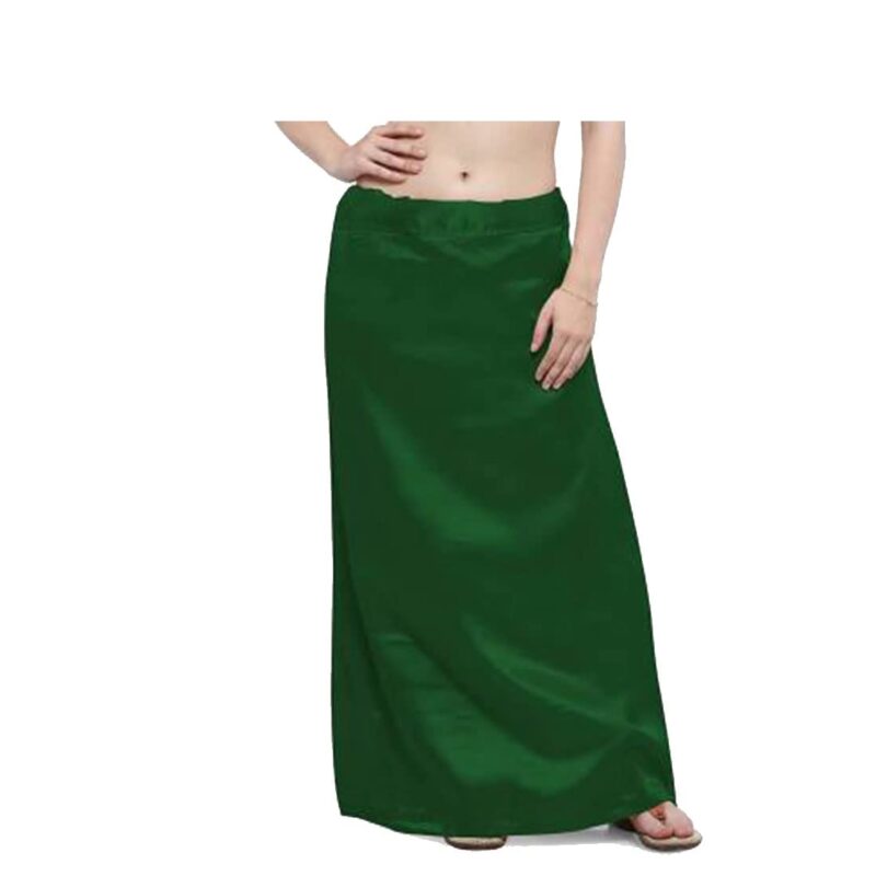 ONLINE GENERATION Women's Satin Petticoat Saree Satin Underskirt Sari Satin Silk Petticoat Underwear Skirts for Women Saree Shape Wear Dress for Saree Free Size Dark Green Color