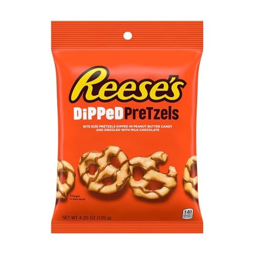 Reese.s Milk Chocolate Peanut Butter Candy Dipped Pretzels, Bag 4.25 oz 120g (Imported)