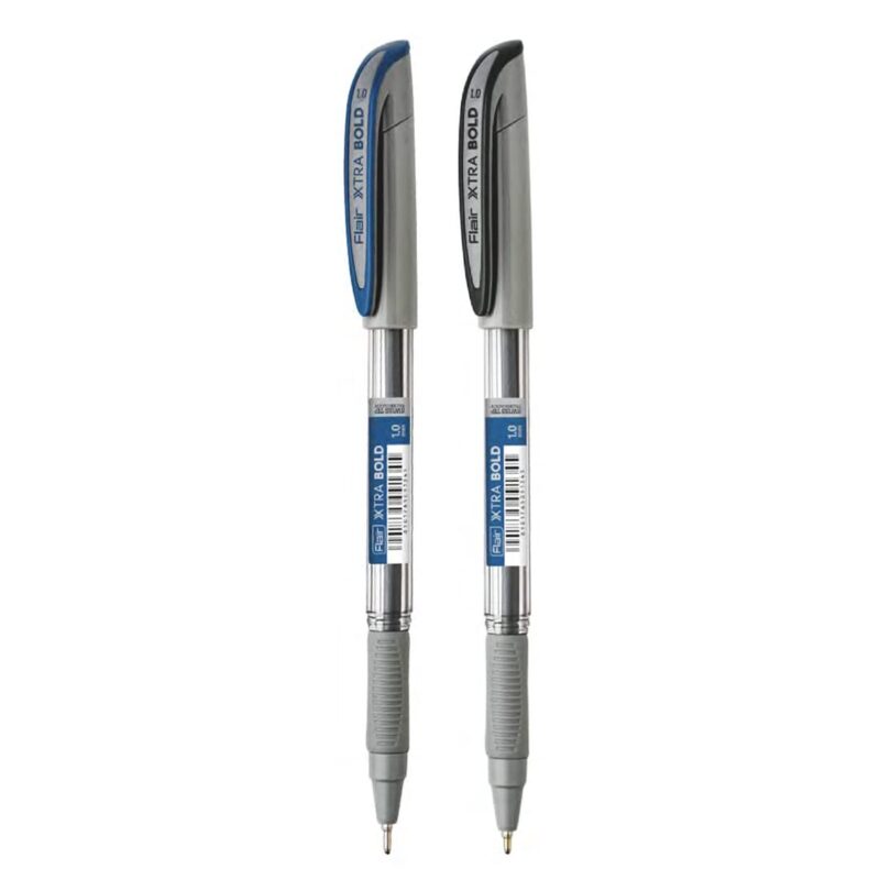 FLAIR Xtra Bold Ball Pen Stand - Tip Size 1.0 mm - Bold Writing With Comfortable Grip - Smooth Ink Flow System For Smudge Free Writing - Blue & Black Ink, Pack of 50