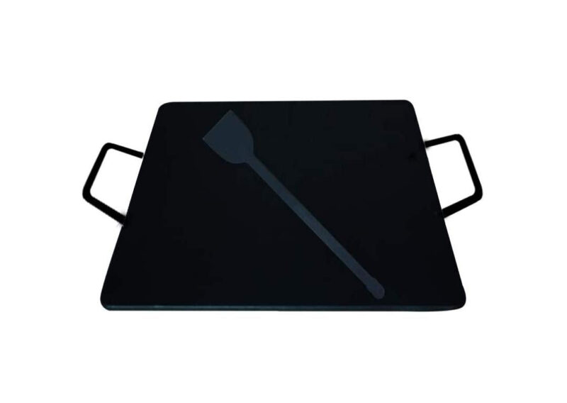 Nakshathra Iron Dosa Tawa Square Type Double Handle Tawa 12 Inches,Induction Comfortable (Black)