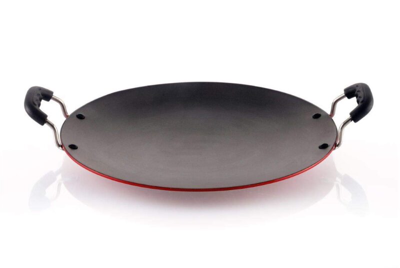 SOWBAGHYA Non Stick Concave Multi Tawa - 3.2mm Thickness (30cm Dia, Black) | Non-Stick Induction Friendly Concave Tawa | for Dosa, Roti, Chapati Tawa | Residue Free