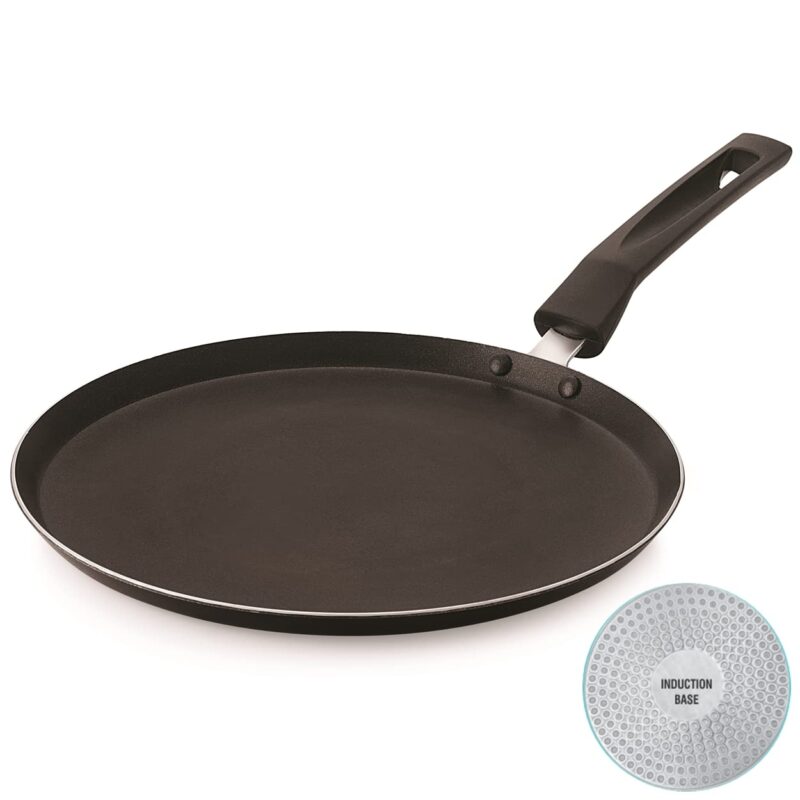 paasapahce Non Stick Dosa Tawa | Induction And Gas Stove Compatible |Cool Touch Bakelite Grip Handle | Cookware, 27 Cm Diameter, Black