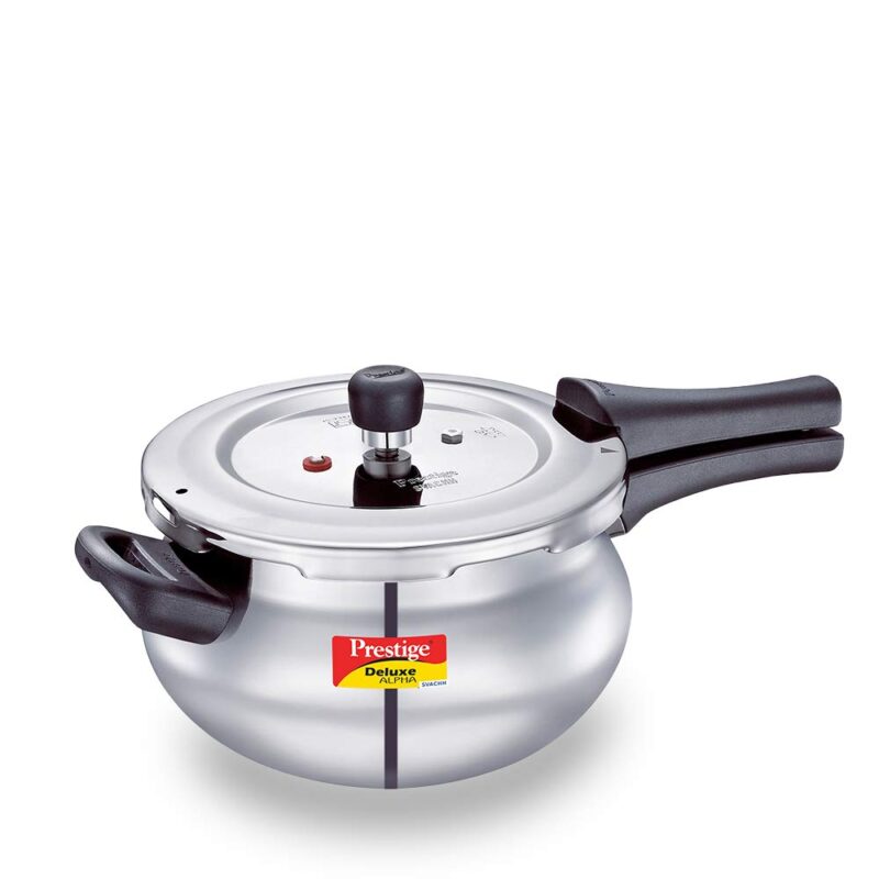 Prestige Svachh Deluxe Alpha Mini Pressure Handi,With Deep Lid For Spillage Control,3 Liter,Stainless Steel,Silver,Outer Lid