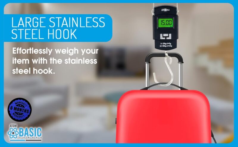 ATOM A 302 Electronic Digital Hanging Stainless Steel Hook Luggage Portable Scale with LCD Display for Industrial Fishing Factory Use Capacity 50Kg - Image 5