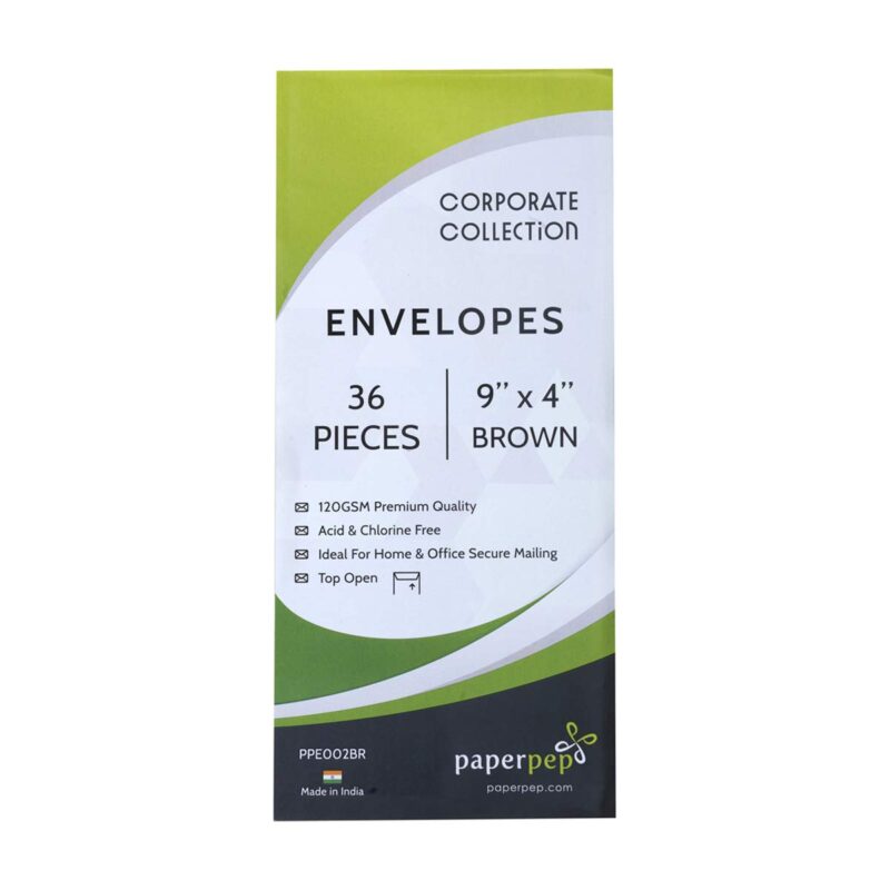 Paper Pep Business Envelope 120GSM Kraft 9"X4" Pack of 72 for Cheques Courier, Document Mailing, Professional & Personal Correspondance