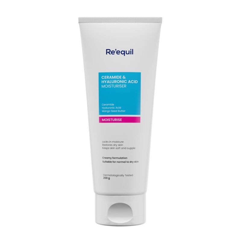 RE' EQUIL Ceramide & Hyaluronic Acid Moisturiser | Moisturizer For Face | Barrier Repair Cream | Long Lasting Hydration | Suitable For Normal To Dry Skin | 100G