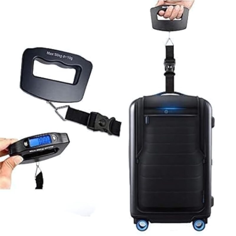 Drumstone (FIRST TIME IN INDIA WITH ๐๐ ๐๐๐๐๐ ๐๐๐๐๐๐๐๐) Electronics Travel Luggage Scale, Digital Luggage Weighing Scales for Suitcase with Temperature Reading 50 Kg Capacity (Black)