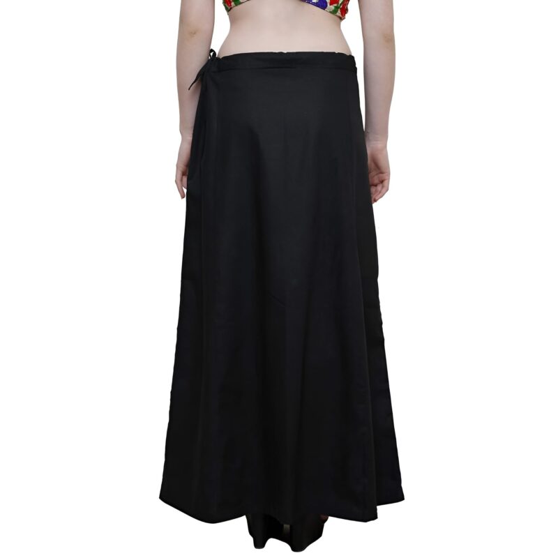 Bardstown Women's Cotton Petticoat Saree Cotton Underskirt Sari Pure Cotton Petticoat (Free Size, Black) - Image 4