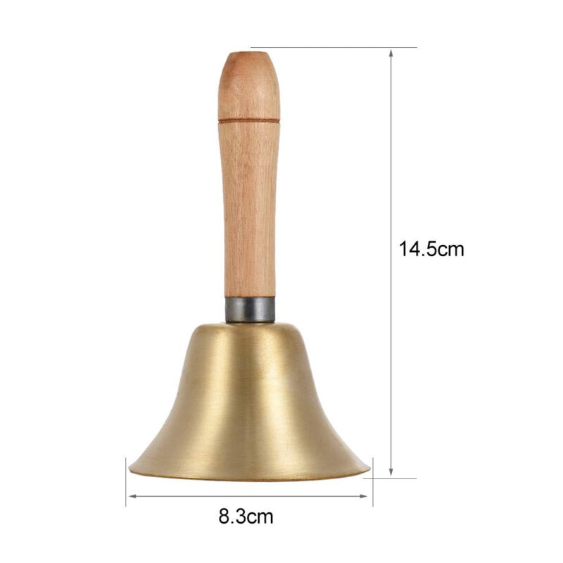 Brass Hand Bell Loud Call Bell Handbell Desk Ringbell with Wooden Handle Festival Decoration Food Line Alarm School Hotel Sercive - Image 2