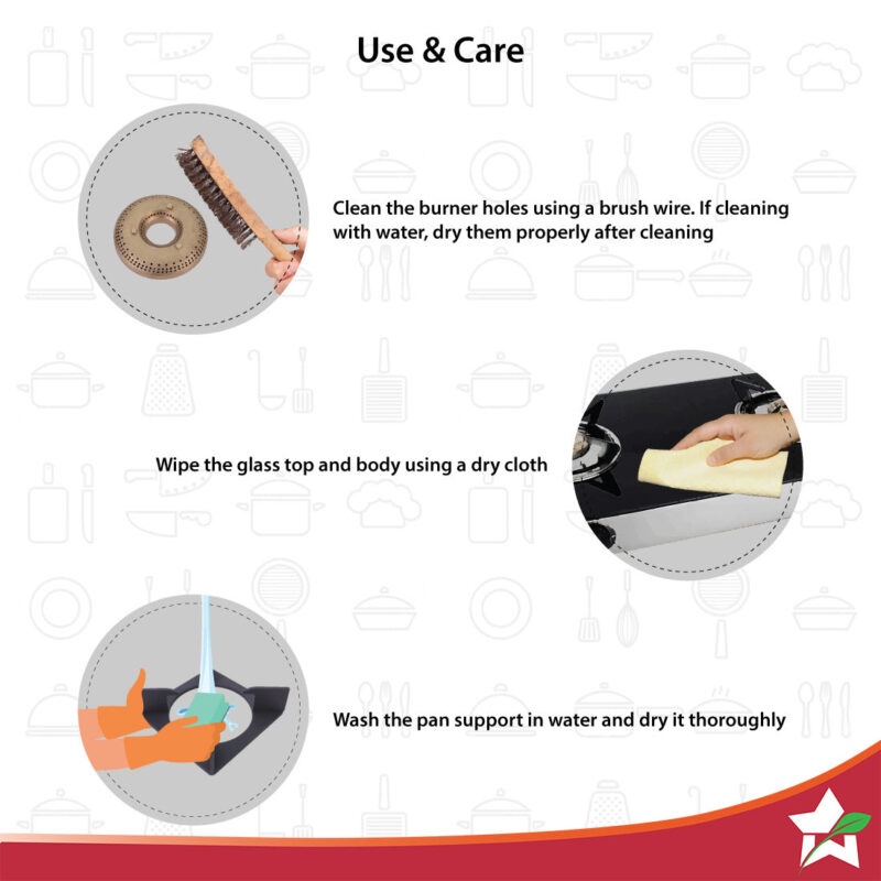 Energy 3 Burner Glass Cooktop, Black 8mm Toughened Glass  with 1 Year Warranty, Soft Touch Knobs, Efficient Brass Burners, Stainless Steel Double Drip Tray - Image 4