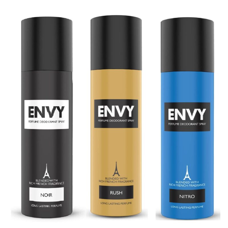 ENVY Nitro, Rush & Noir Deo - 120ML Each (Combo Pack of 3) | Long Lasting Deodorant for Men