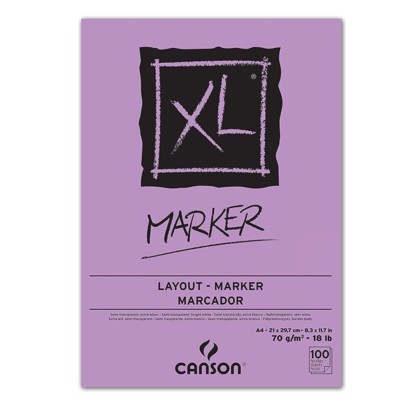 Canson XL Marker 70 GSM Very Smooth A4 Paper Pad(White, 100 Sheets)
