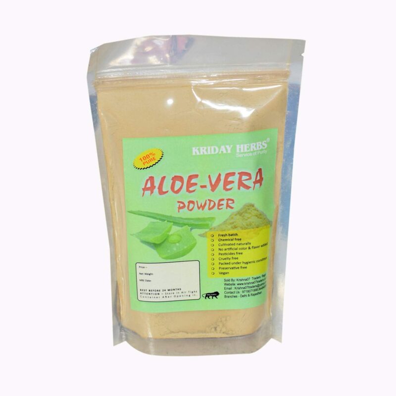 KRDAY HERBS Pure and 100% Natural Aloe Vera Powder, Aloevera Leaf Powder, for Complete Hair and Skin Care, 200 gm (ALOE BARBADENSIS)