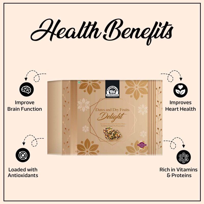 Wonderland Foods 350g Premium Dates And Dry Fruits Delight Box | Dry Fruits And Dates Bites | Made With Dates, Pistachios, Cashews, Almonds, Honey And Pure Ghee - Image 5