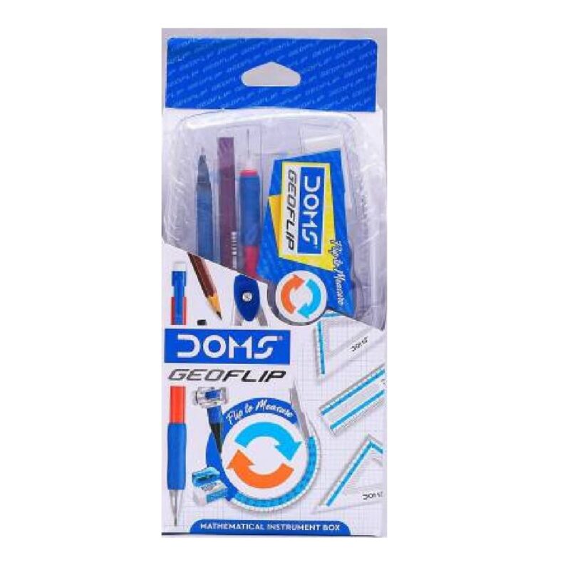 Doms Geoflip Mathematical Instrument Box | for Girls & Boys | School Box Kit | Geometry Box for Students | Ideal for School Office & Business Use | Stationary Items | Pack of 1