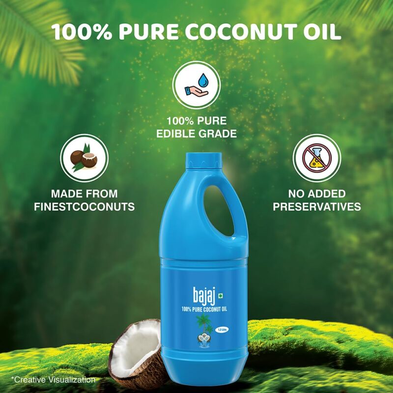 Bajaj 100% Pure Coconut Oil 1.2 Litres Jar - Image 4