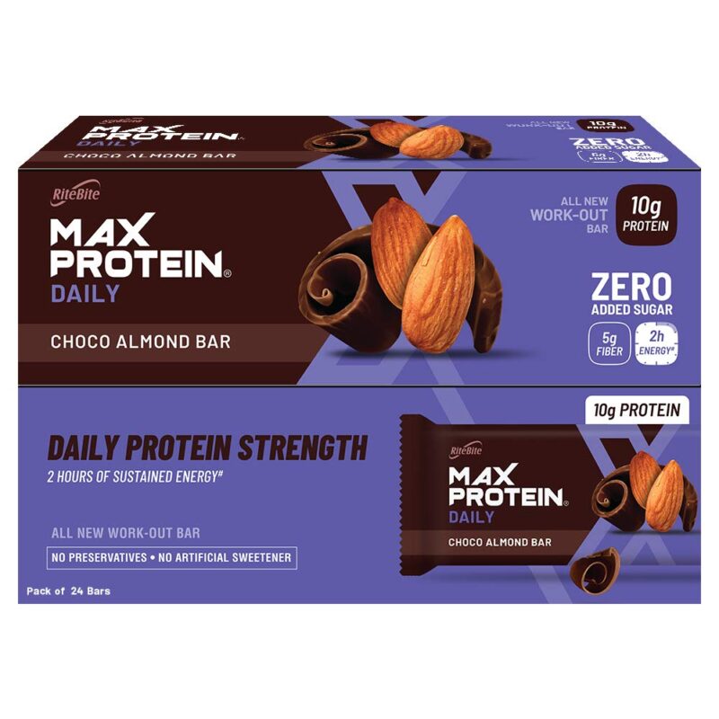 RiteBite Max Protein Daily Choco Almond 10g Protein Bars [Pack of 24] - 1200g