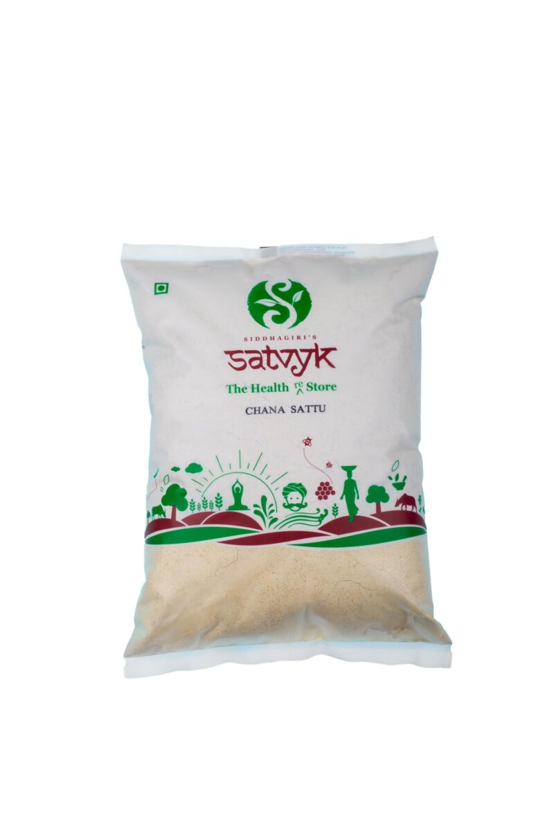 S Siddhagiri's SATVYK THE HEALTH re STORE Organic Chana Sattu (500gm) - Roasted Black Chana Flour | Gluten Free Sattu Powder | Sattu for Protein Drink | Sattu Drink Powder | Fiber Rich | Roasted Gram Flour | Sattu Atta | Roasted Chana Atta