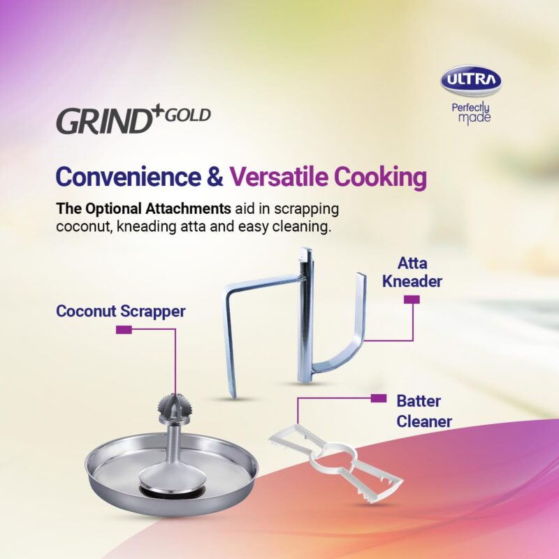 Elgi Ultra Grind+ Gold Table Top Wet Grinder, 2L (White/ Purple) - Image 4