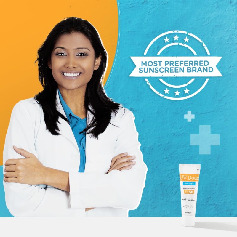 Brinton UV Doux Blue Light Sunscreen Protection Gel SPF 50 PA+++ UVA/UVB for Men & Women | Matte Finish & Water Resistant | For All Skin Types, 50g - Image 2