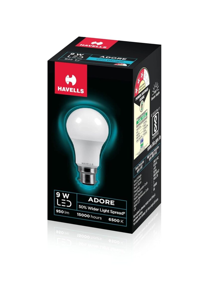 Havells 9W LED Bulb|Energy Efficient|Longer Battery Life|Ultra Lighting|Upto 4KV Surge Protection|Made in India|Pack of 1