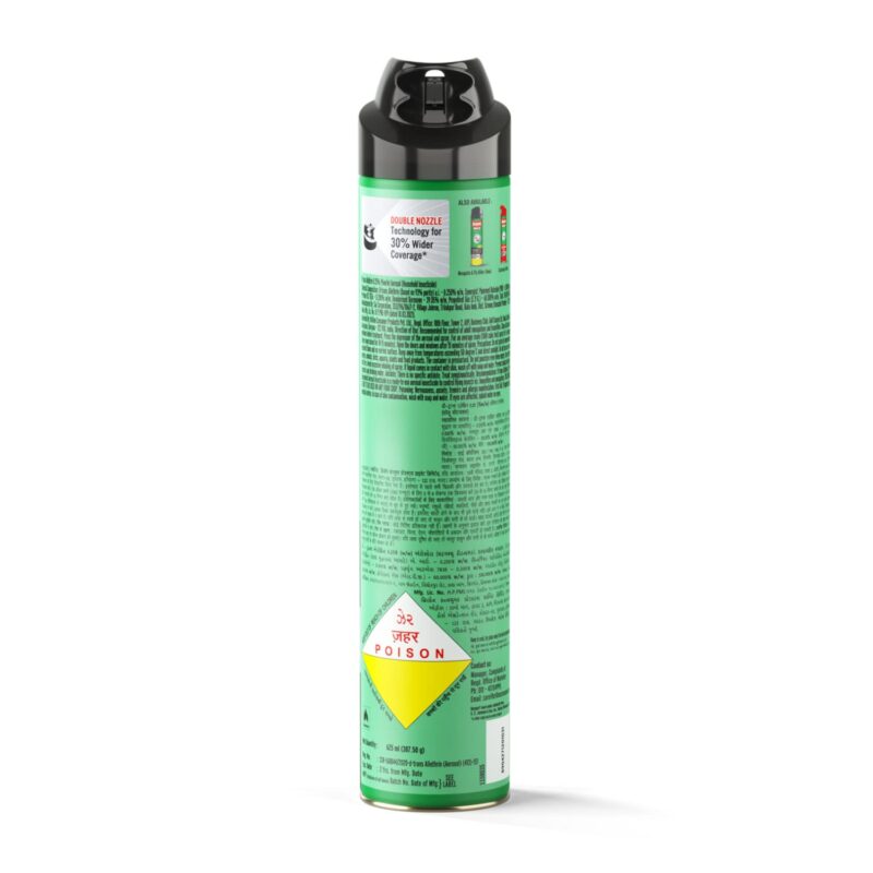Baygon Max Mosquito and Fly Killer Spray, 625ml | Lime Fragrance | Instant Mosquito Repellent | Kills Dengue & Malaria Spreading Mosquitoes | With Double Nozzle Technology for 30% Wider Coverage - Image 3