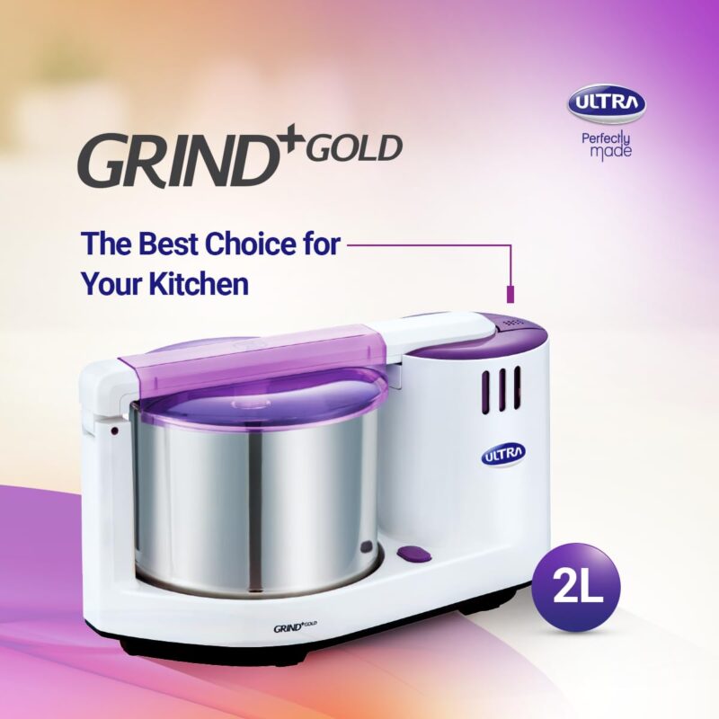 Elgi Ultra Grind+ Gold Table Top Wet Grinder, 2L (White/ Purple) - Image 9