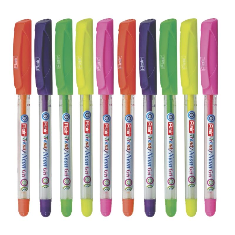 Flair Trendy Neon 10 Pcs Gel Pen, Multicolour