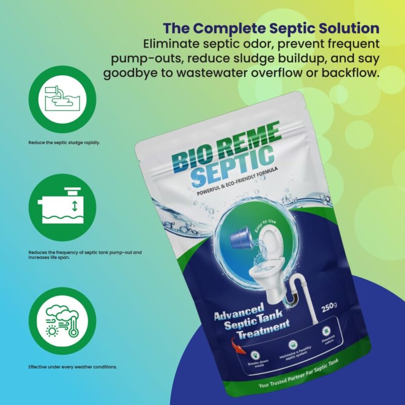 Bio Reme Septic Tank Cleaner Bacteria Reduces Sludge Build-Up Odour Removing Powder Bacteria Eco Friendly Available In Pack of 1 (250 Gm) - Image 7