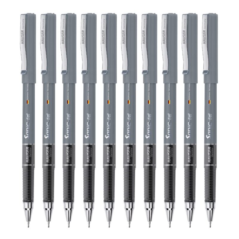 Hauser Sonic 0.55mm Gel Pen - Black Ink, Set of 10