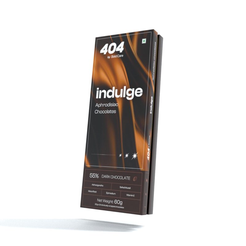 Bold Care Indulge Aphrodisiac Chocolate (60 gms) | Rich dark chocolate for improving mood & vitality | Created with Ashwagandha & Maca Root