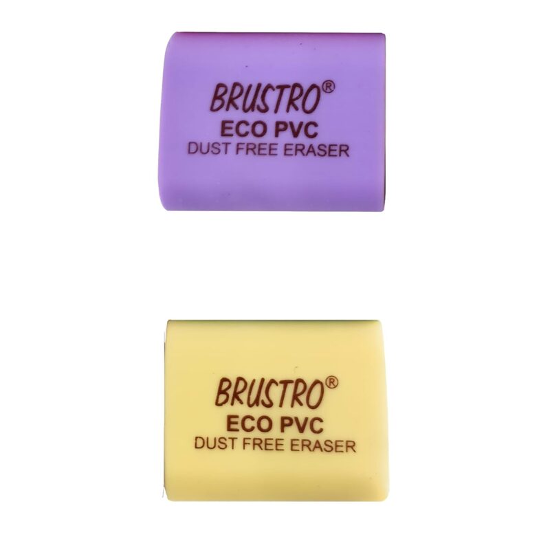 BRUSTRO 2 HB Extra Dark Pencil with Eraser Tip 12 Pencils X 2 Pack (Total 24 Pencils) ECO PVC Dust-Free Eraser (Pack of 2) - Image 3