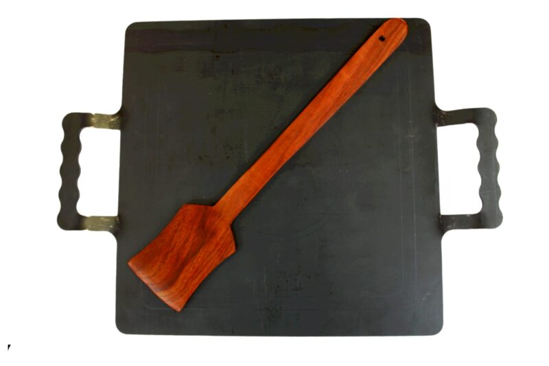 MYNAKSHA Square Pure Iron Dosa Tawa with Laser Cutting Handle (Black, 30 x 30cm).