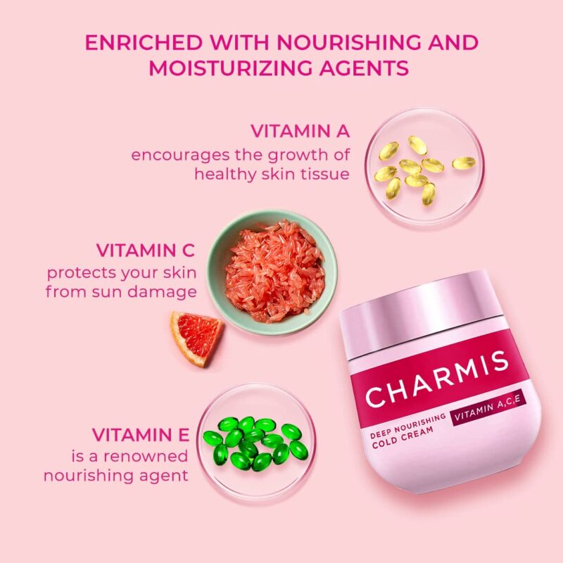 4x Charmis Deep Nourishing Cold Cream, Face Cream With Vitamin C, A and E, 200ml each - Pack of 4 - Image 6